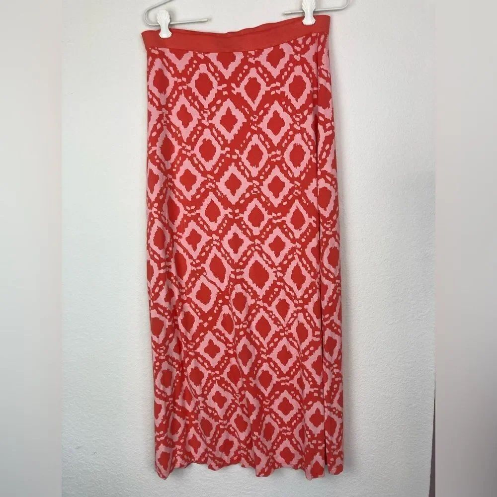 Fresh Produce Maxi Boho tropical skirt w/ high side slit, elastic waist made USA